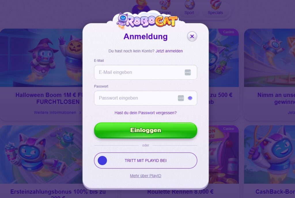 Kontoeröffnung und Verifizierung RoboCat